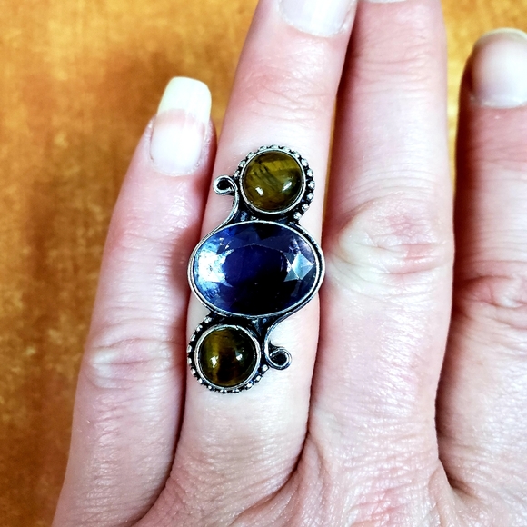 New Amethyst & Tigers Eye Silver Ring. - Picture 4 of 9